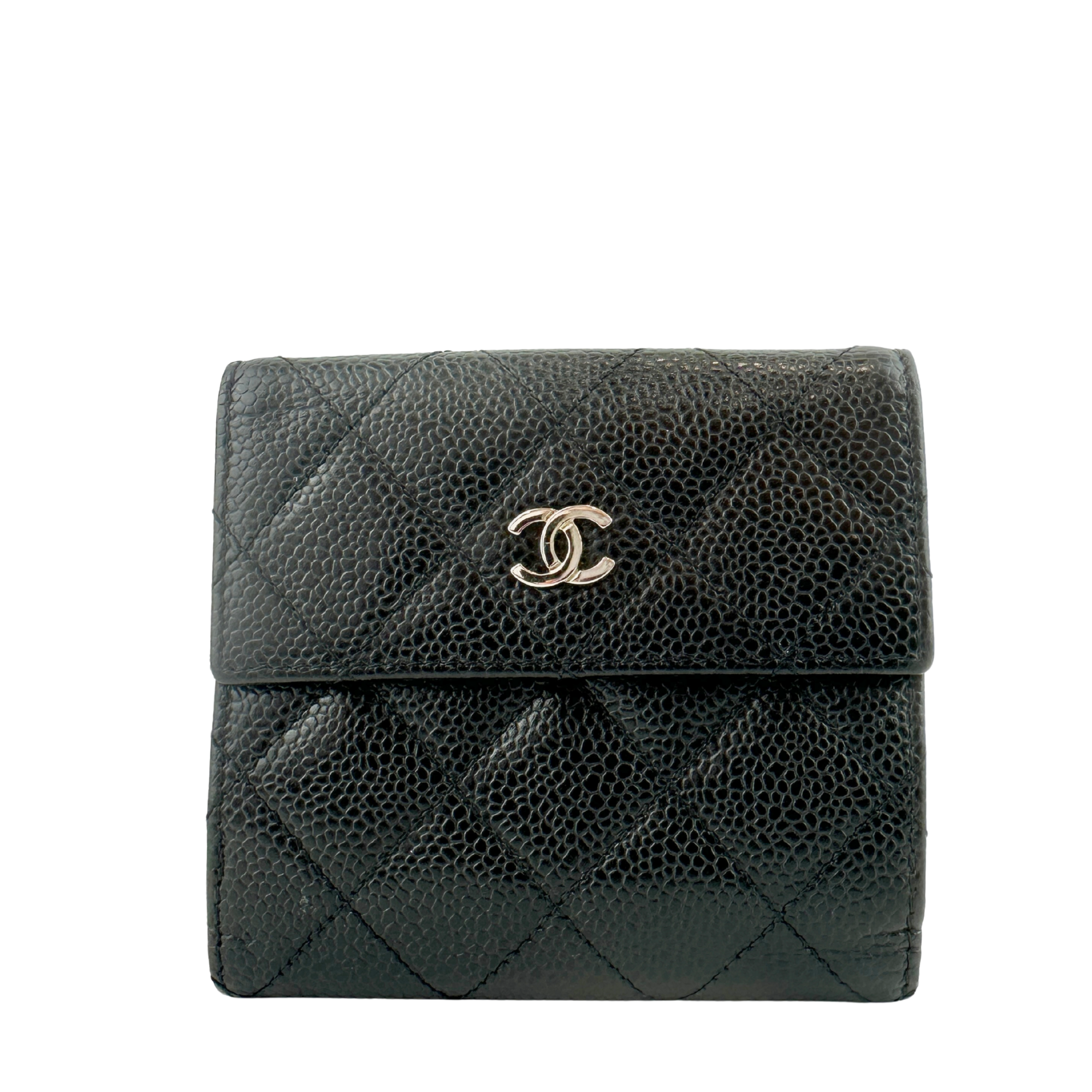Compact Quilted Black Caviar CC Wallet SHW