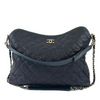 French Riviera Large Quilted Hobo Bag Dark Blue Caviar SHW