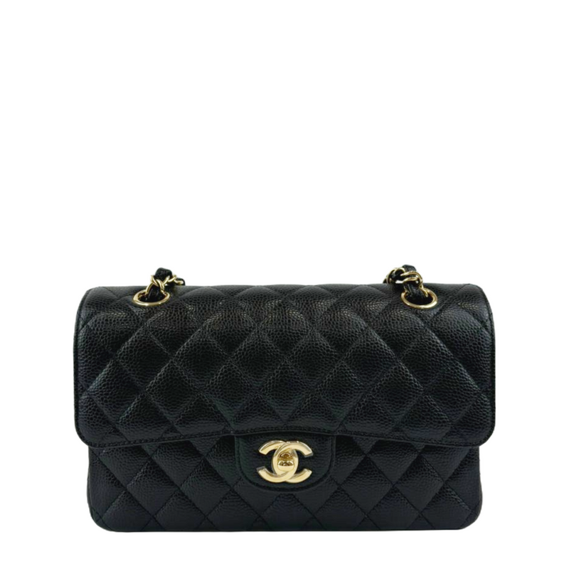 A01113 Small Classic Flap Black Caviar GHW