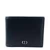 CD Icon Bifold Wallet in Black Grained Calfskin