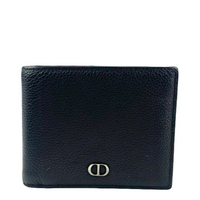 CD Icon Bifold Wallet in Black Grained Calfskin