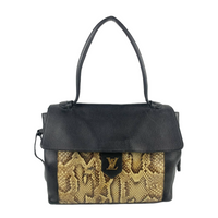 Lockme MM Black Leather and Python Bag