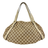 130736 Medium Abbey GG Beige Canvas Tote Bag