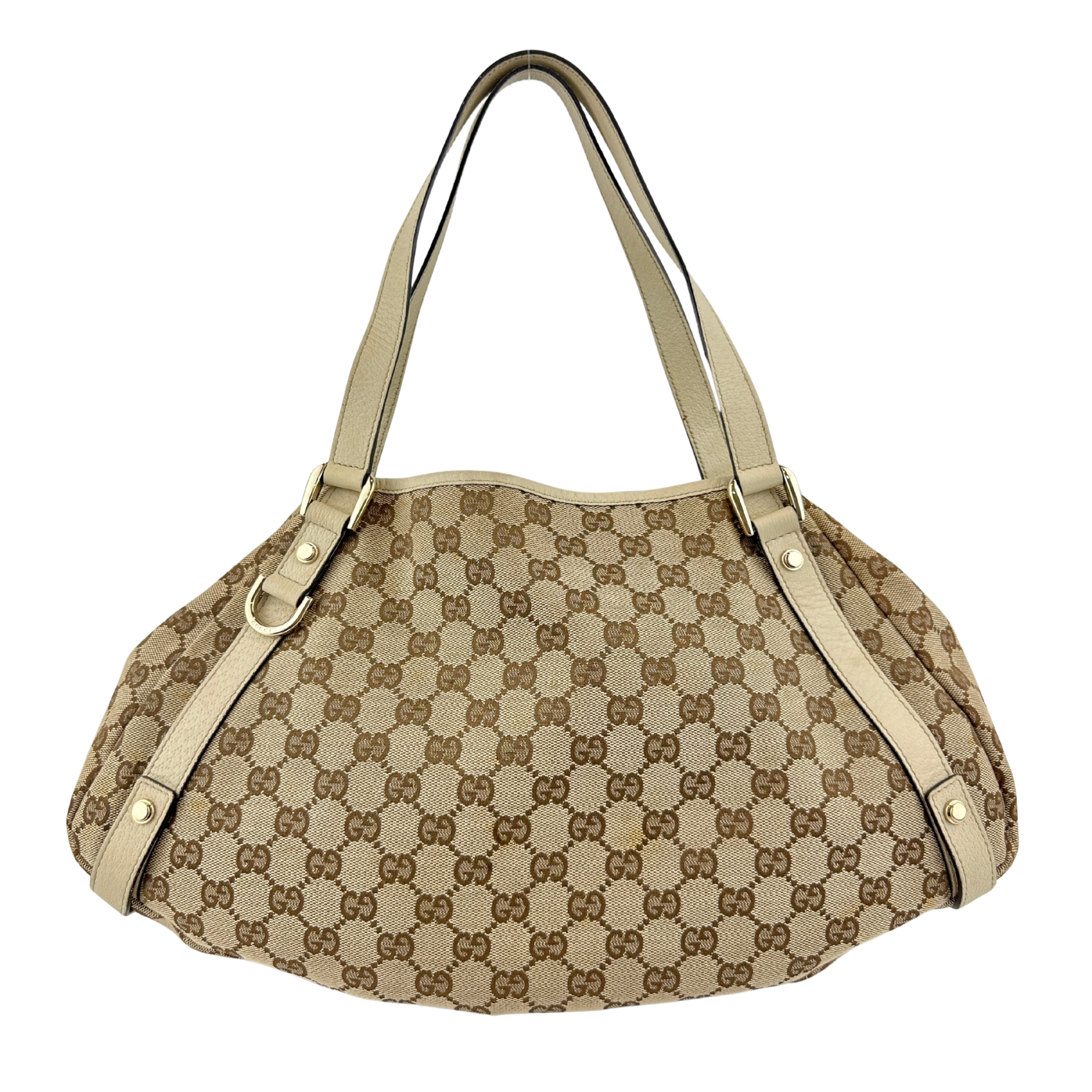 130736 Medium Abbey GG Beige Canvas Tote Bag