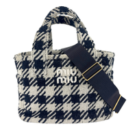 5BA228 Terry Cloth Houndstooth 2 Way Tote Nero / Avorio