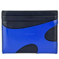 Cut-Out Detail Card Holder Black Calfskin / Blue Patent