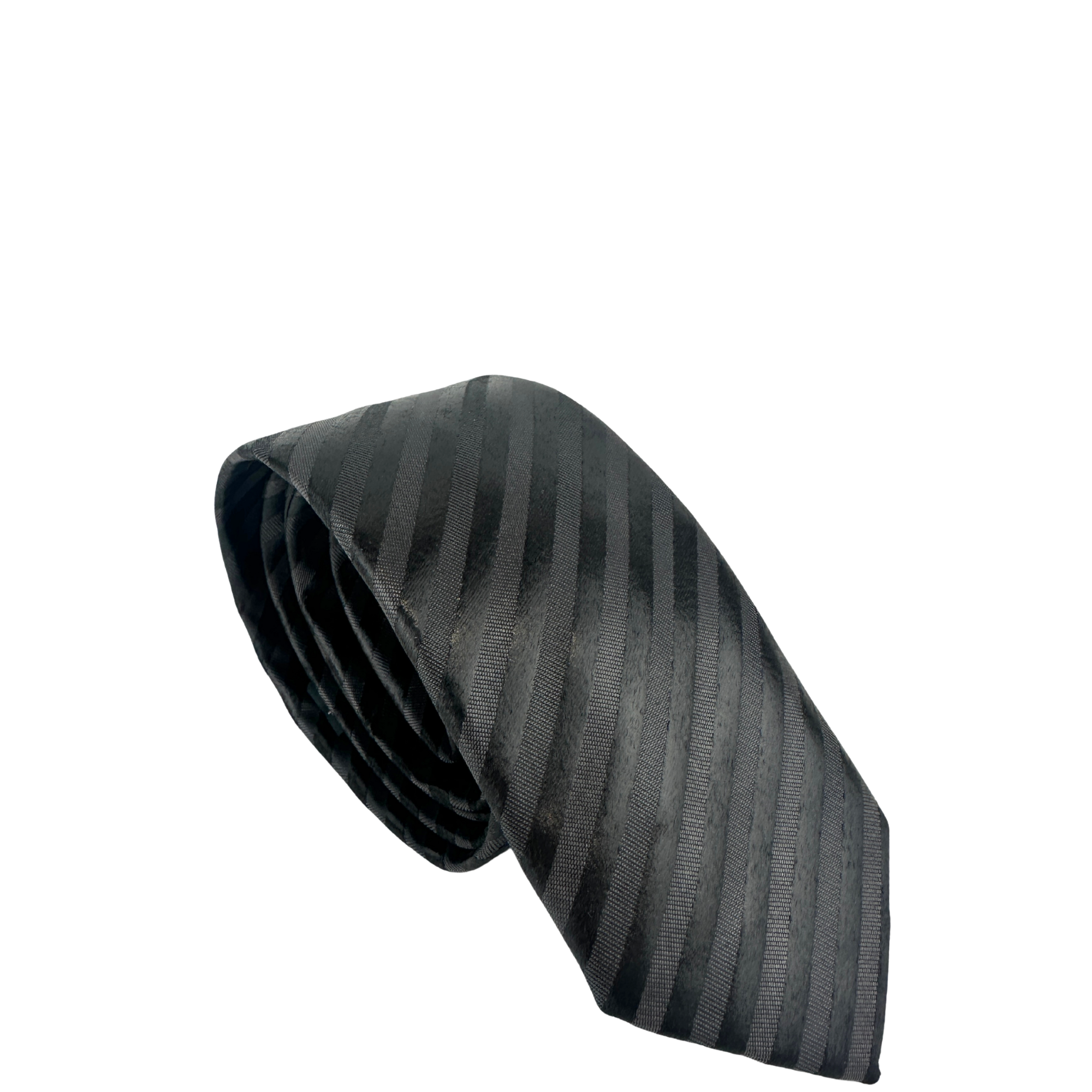 Striped Tie in Silk Black