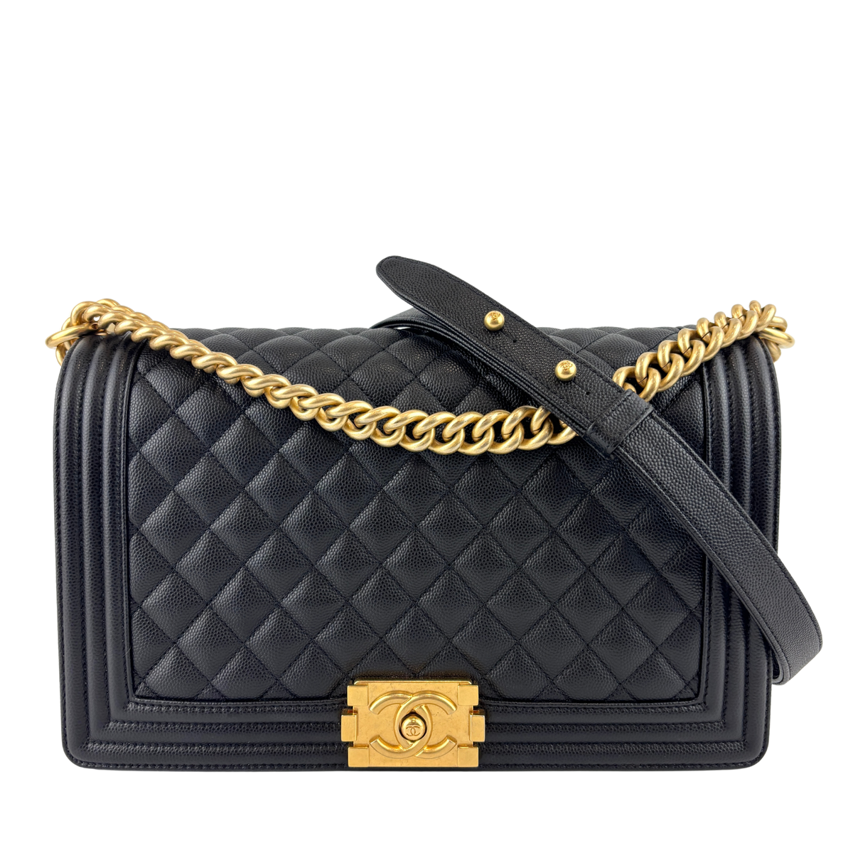 New Medium Boy Black Caviar GHW *microchipped* - Glampot