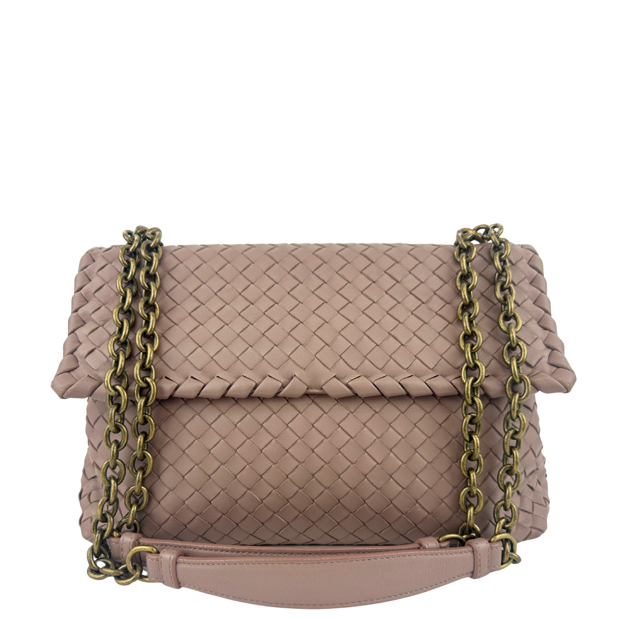 Large Olimpia Lilac Intrecciato Leather Shoulder Bag