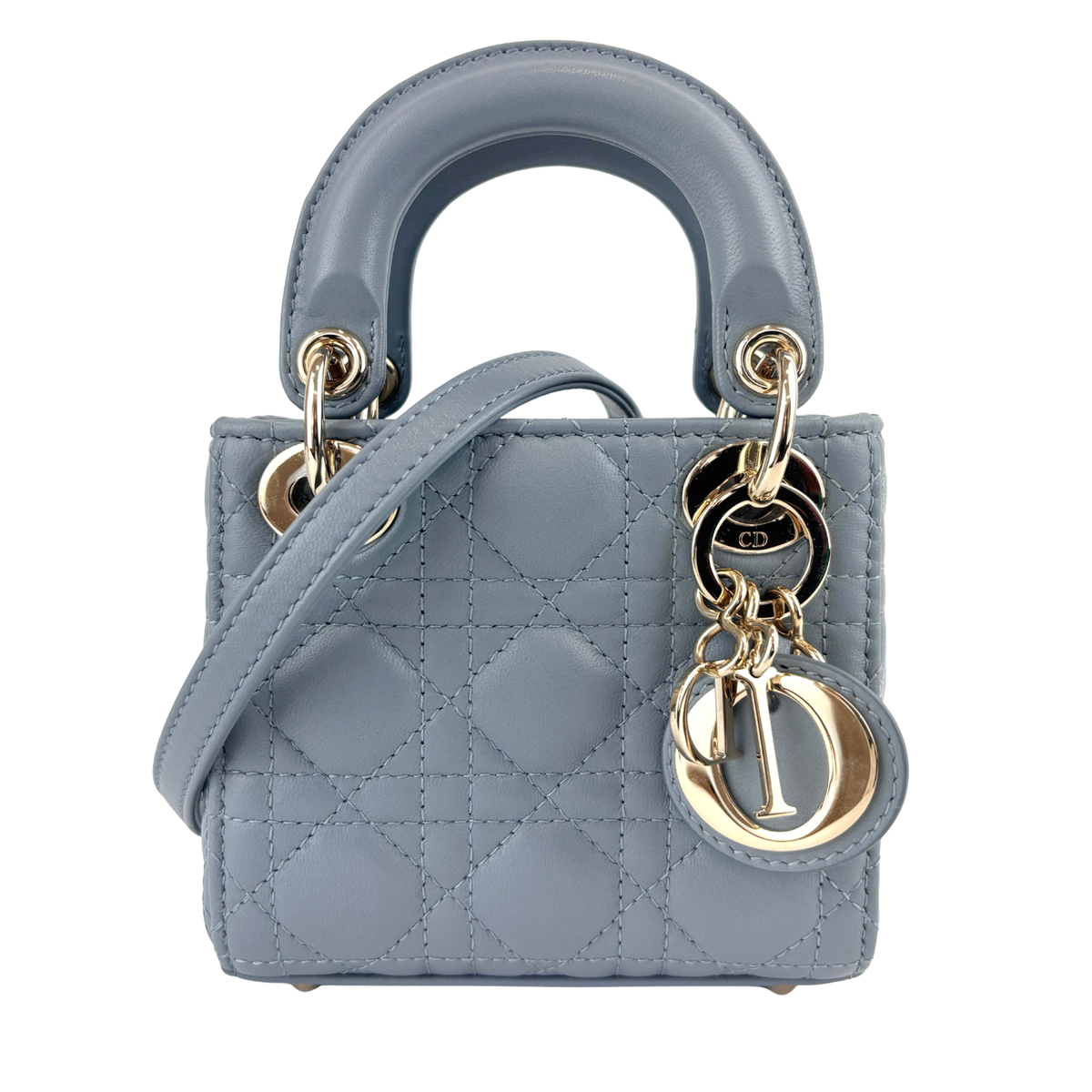 Micro Lady Dior Cannage Lambskin Leather Cloud Blue GHW - Glampot