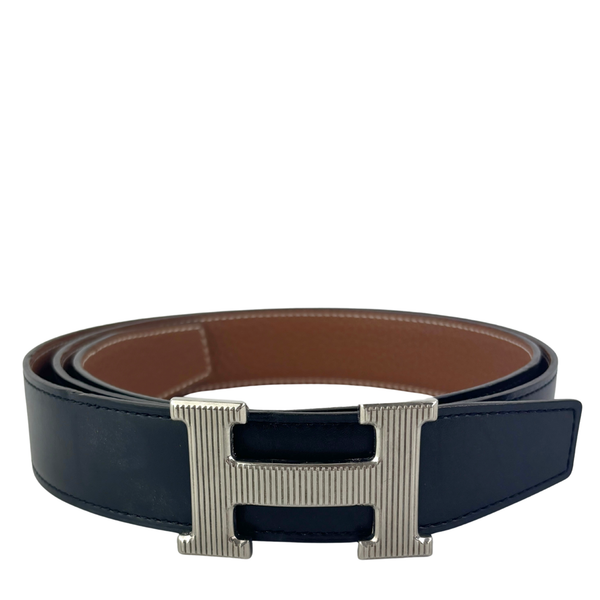 32mm Reversible Black Box / Gold Togo Belt Strap + 32mm H Striee Buckle PHW Size 100