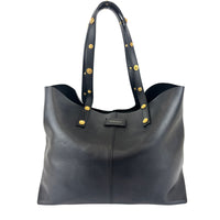 Black Studded Leather La Medusa Tote