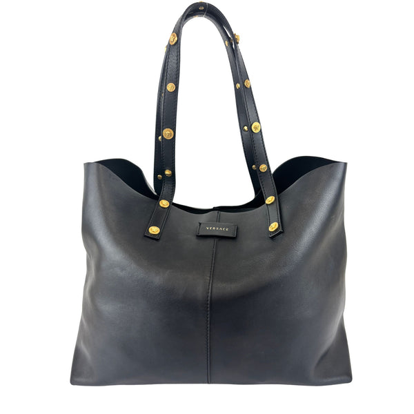 Black Studded Leather La Medusa Tote