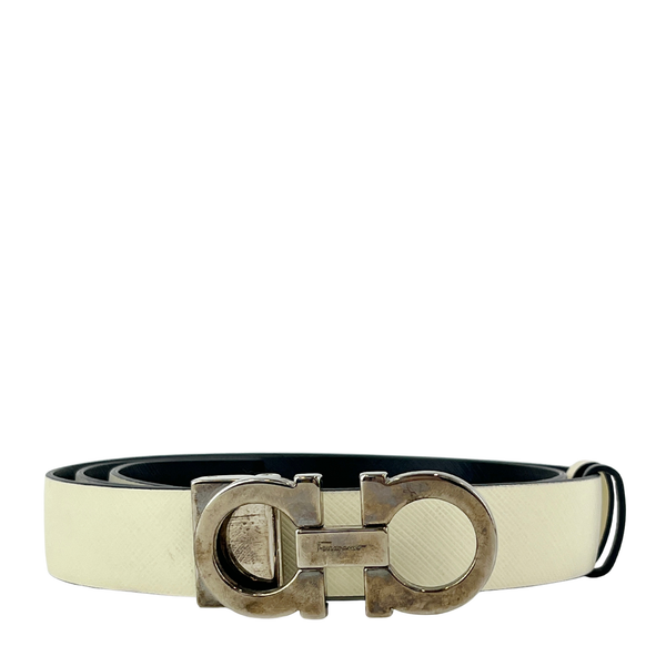 Reversible Gancini Belt White / Black 90cm