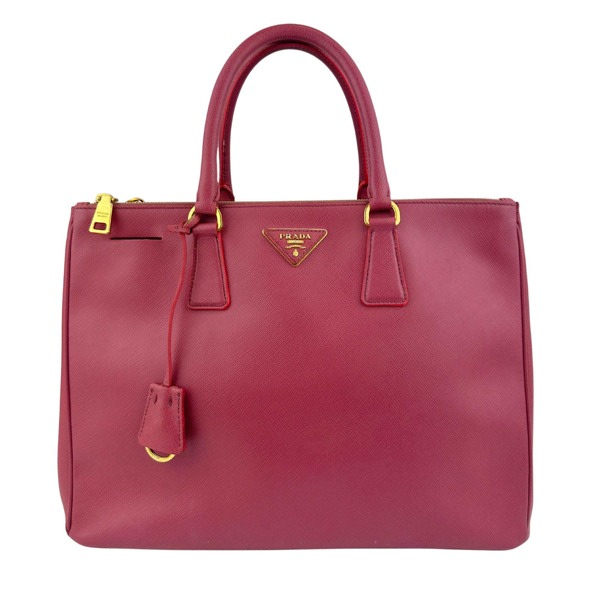 BN1786 Large Saffiano Lux Double Zip Pink Tote Bag