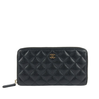 Classic Zip Around Long Wallet in Black Caviar GHW