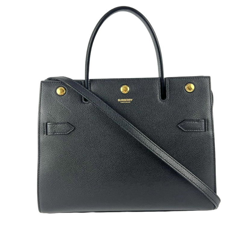 Black Leather Title Tote Bag