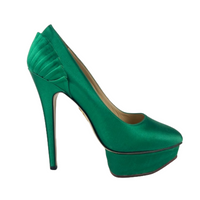 Green Satin Paloma Platform Pumps Size 38.5