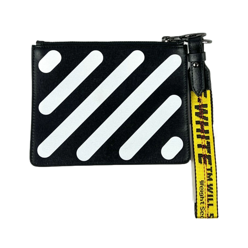 Diag Double Flap Wristlet Clutch in Black / White&nbsp;