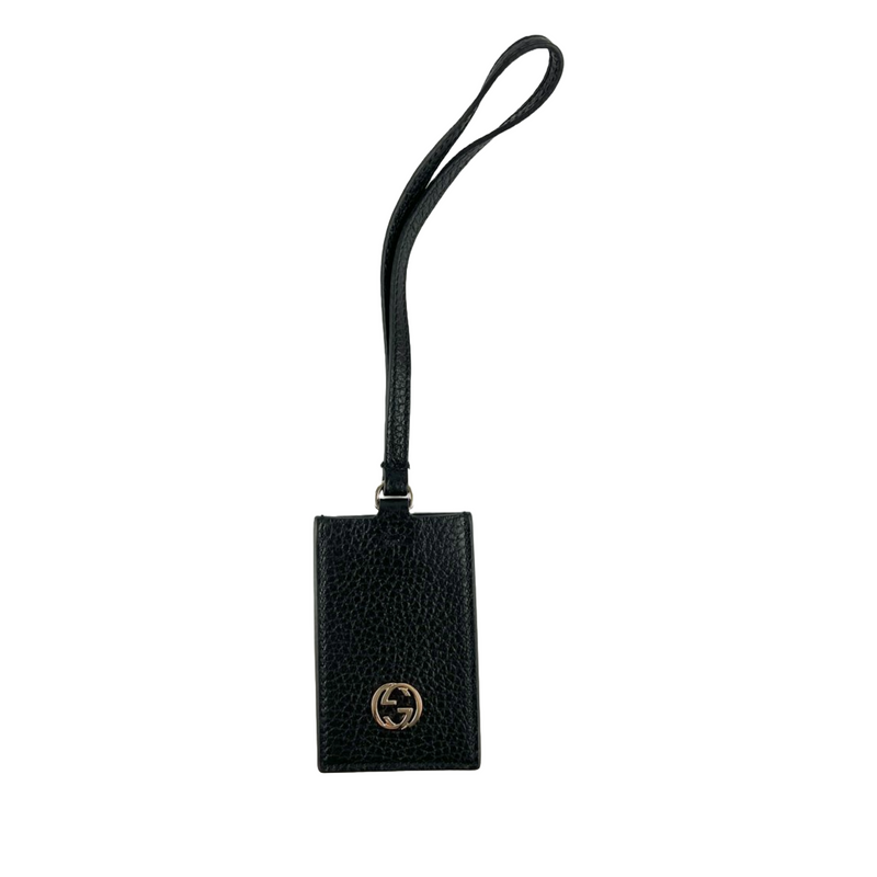 Interlocking G Leather Luggage Tag Black