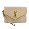 Grain De Poudre Matelassé Chevron Monogram Envelope Clutch Dark Beige