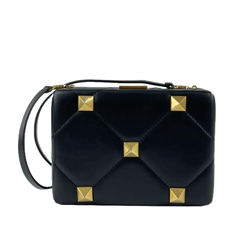 Roman Stud Leather Clutch Bag in Black