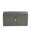 400409 Grey Croc Embossed Leather Kate Clutch Bag