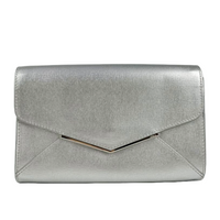 Silver Leather Envelope Clutch Bag