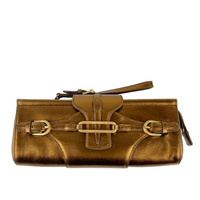 Metallic Bronze Leather Tulita Wristlet Clutch