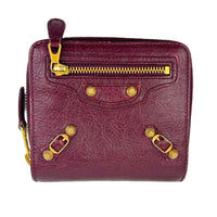 Burgundy Leather Motocross Zip Around Compact Wallet