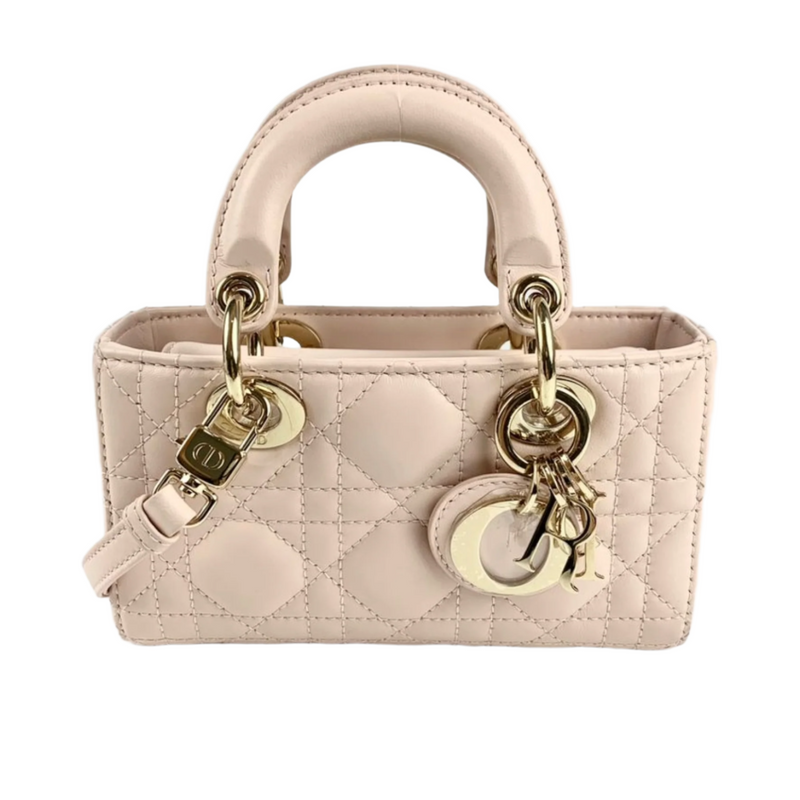 Lady D-Joy Micro Bag in Powder Pink Cannage Lambskin PGHW