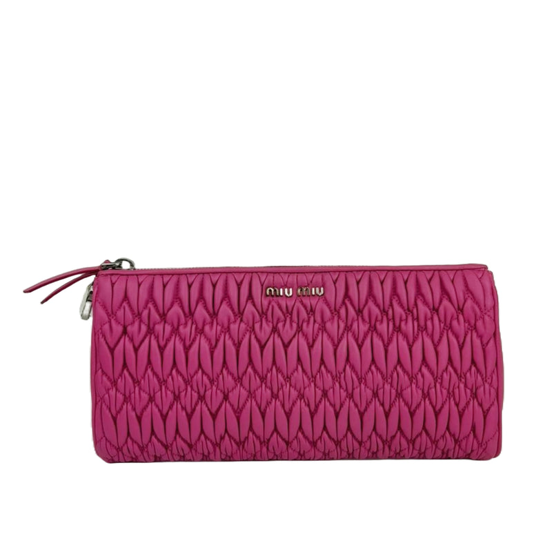 5N1455 Nappa Matelasse Crystal Fuchsia Clutch