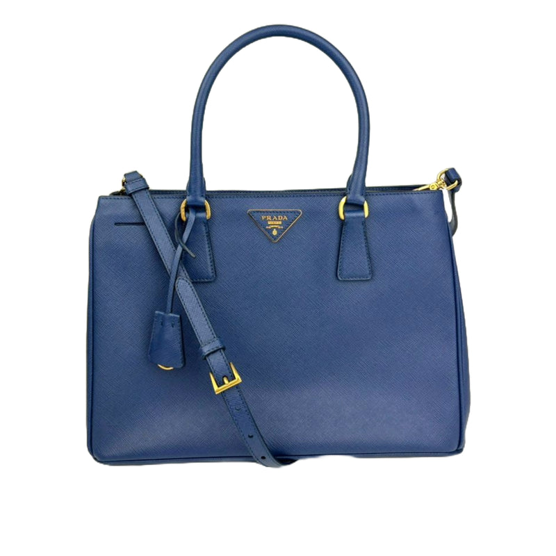 BN1874 Bluette Saffiano Lux Double Zip Tote Bag