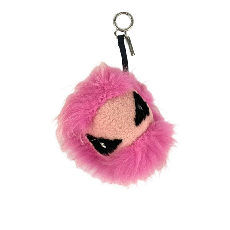 Fox Fur Shearling Crystal Tria Monster Bag Bug Charm Bubblegum SHW