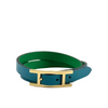 Turquoise Vert Verone/Bambou Behapi Double Tour Reversible Swift Leather Bracelet&nbsp;