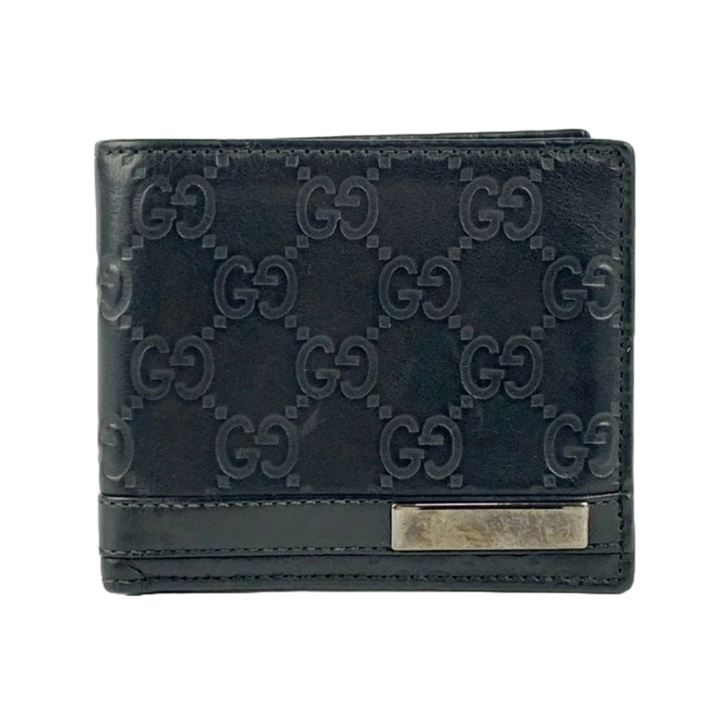 233100 Black Metal Bar Guccissima Bifold Wallet