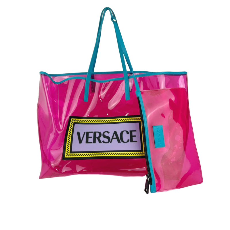 Pink/Blue Vinyl Calfskin 90s Logo Tote&nbsp;