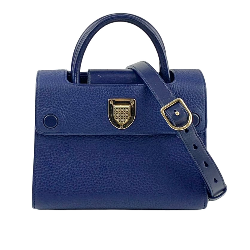 Blue Pebbled Leather Diorever Mini Bag