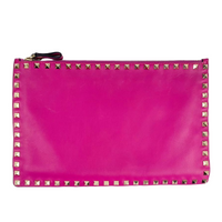 Rockstud Fuschia Leather Clutch