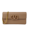 VLogo Signature Grainy Calfskin Wallet On Chain in Pink