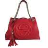 Red Pebbled Leather Soho Chain Tote Bag