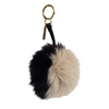 Fox Fur Pom Pom Bag Charm in Black / White