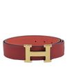 32mm Reversible Belt - Red Swift/Epsom with Martelee Gold Buckle