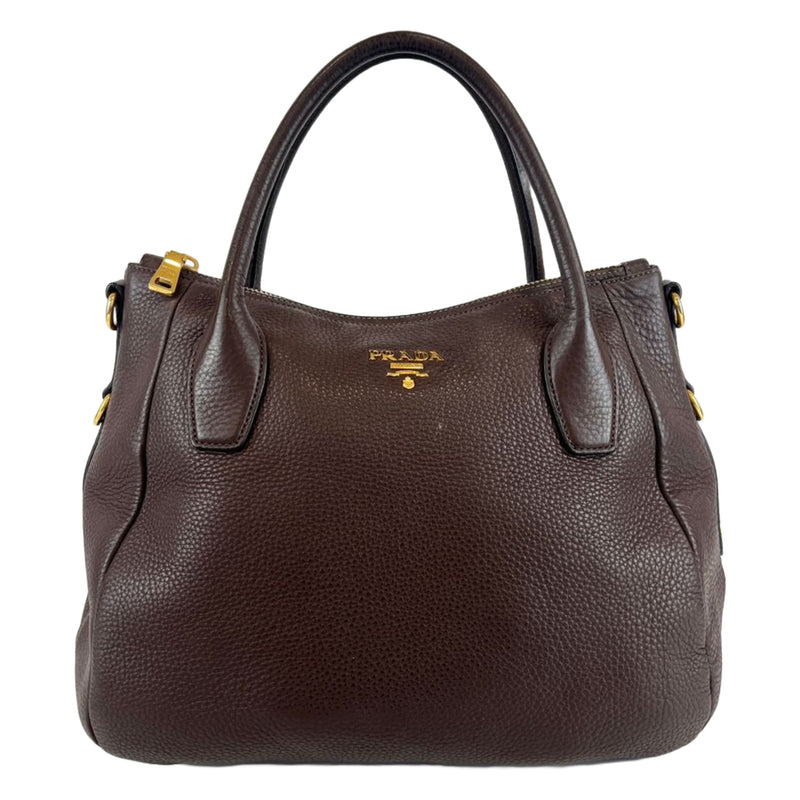 Brown Vitello Daino Leather Tote