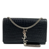 Kate Medium With Tassel In Crocodile-Embossed Black Leather SHW 354119