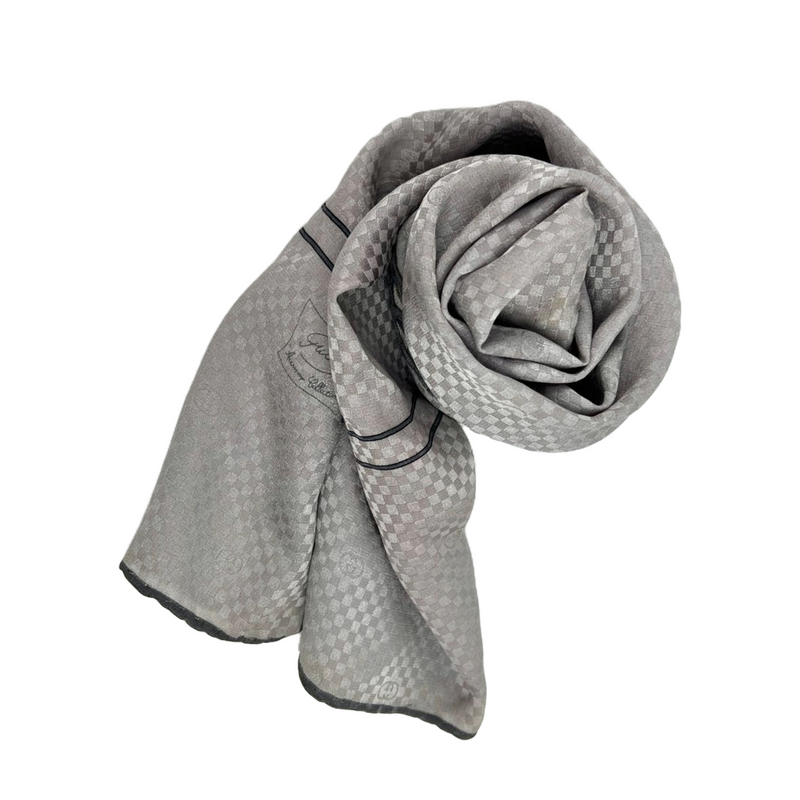 Accessory Collection Checkered Grey Silk Scarf