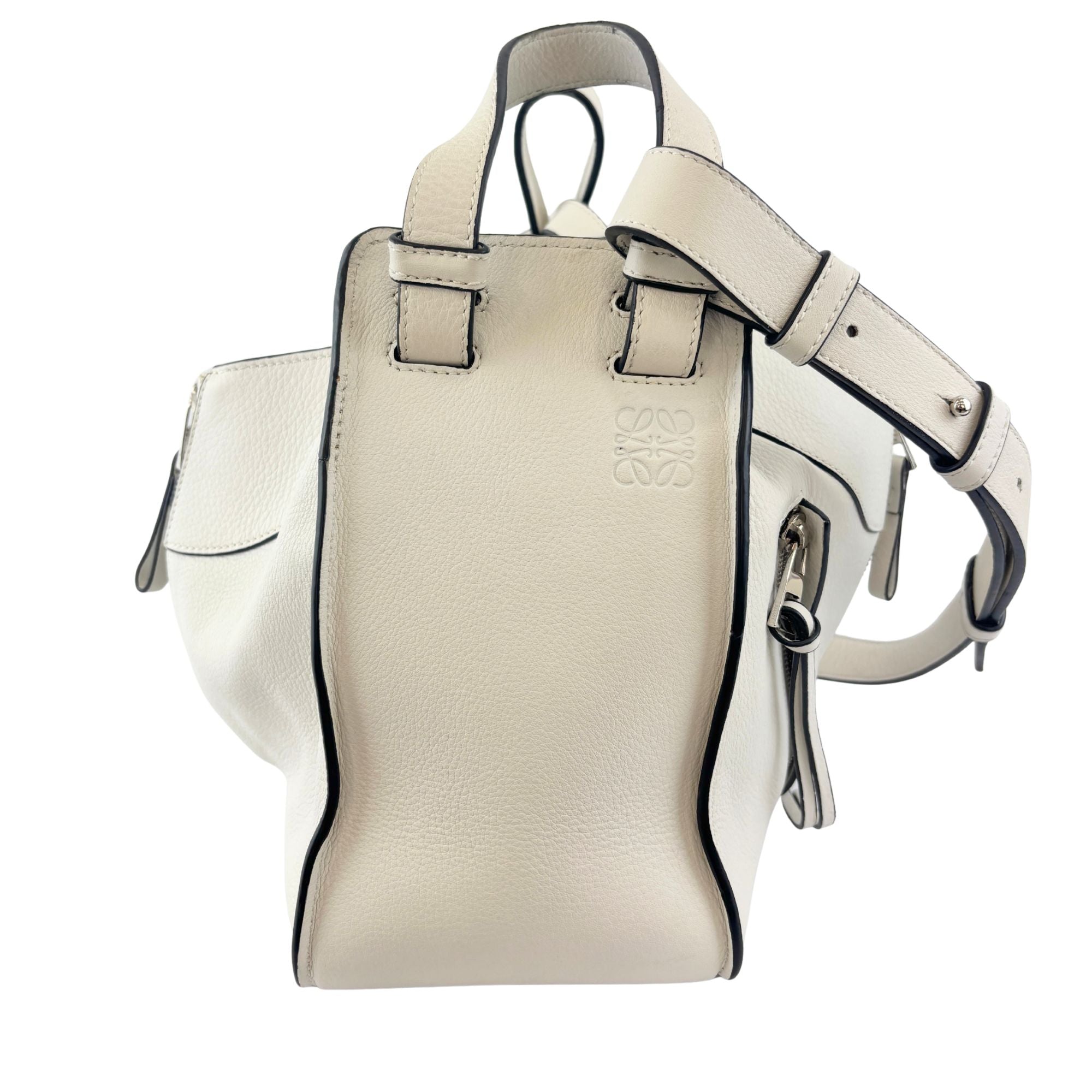 Small Hammock Bag in White Soft Grained Calfskin