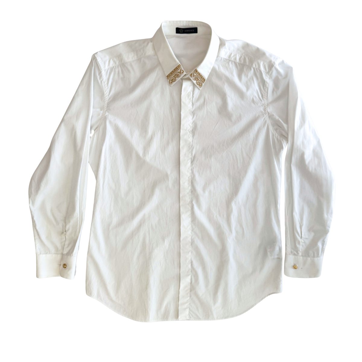 White Baroque Embroidered Collars Shirt Size 41 - Glampot