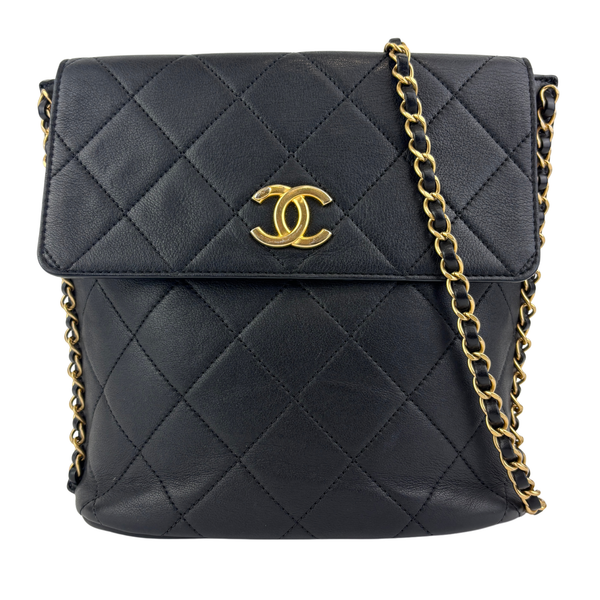 AS2504 Quilted Calfskin Small Leather Chain Hobo AGH - Glampot