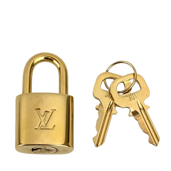 Gold Tone Padlock & Keys #301